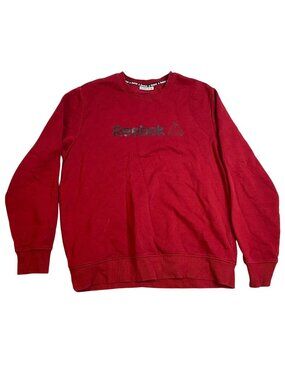 Reebok Mens Sweatshirt Size XL Red Crewneck Logo Print Casual Pullover Classic